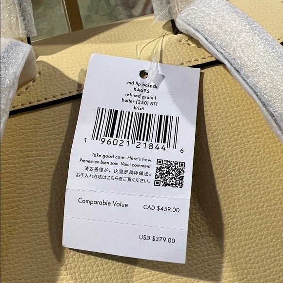 Kate Spade Kristi Medium Flap Butter Yellow Backpack NWT - Picture 6 of 12